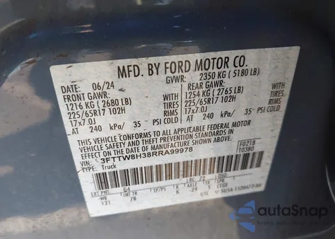 2024 Ford Maverick Xlt z USA, uszkodzony, nr VIN 3FTTW8H38RRA99978